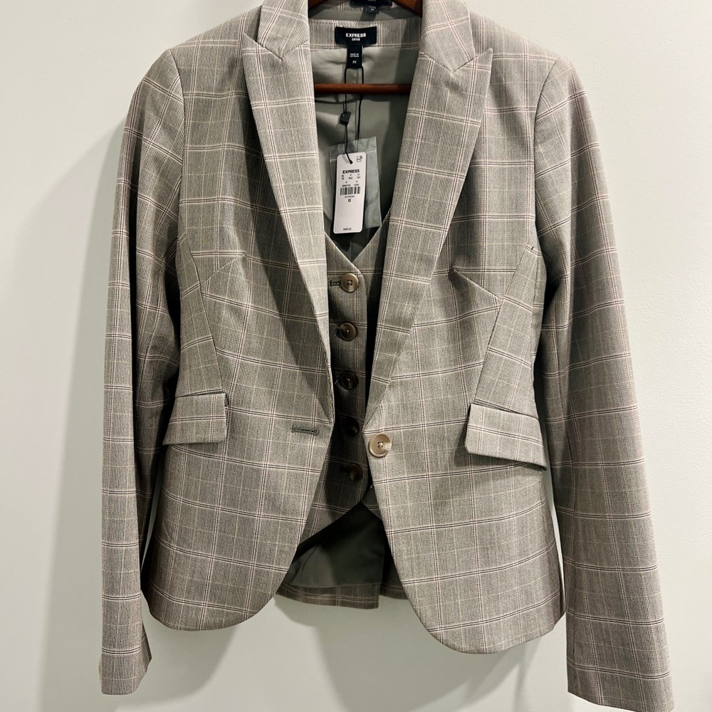 Express Plaid Blazer and Vest